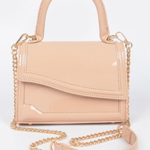 Enamel Faux Leather Top Handle Bag - Picture 5 of 6